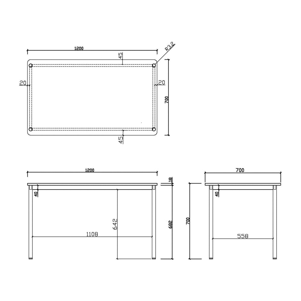 商品サイズ　幅1200mm　長方形　テーブル