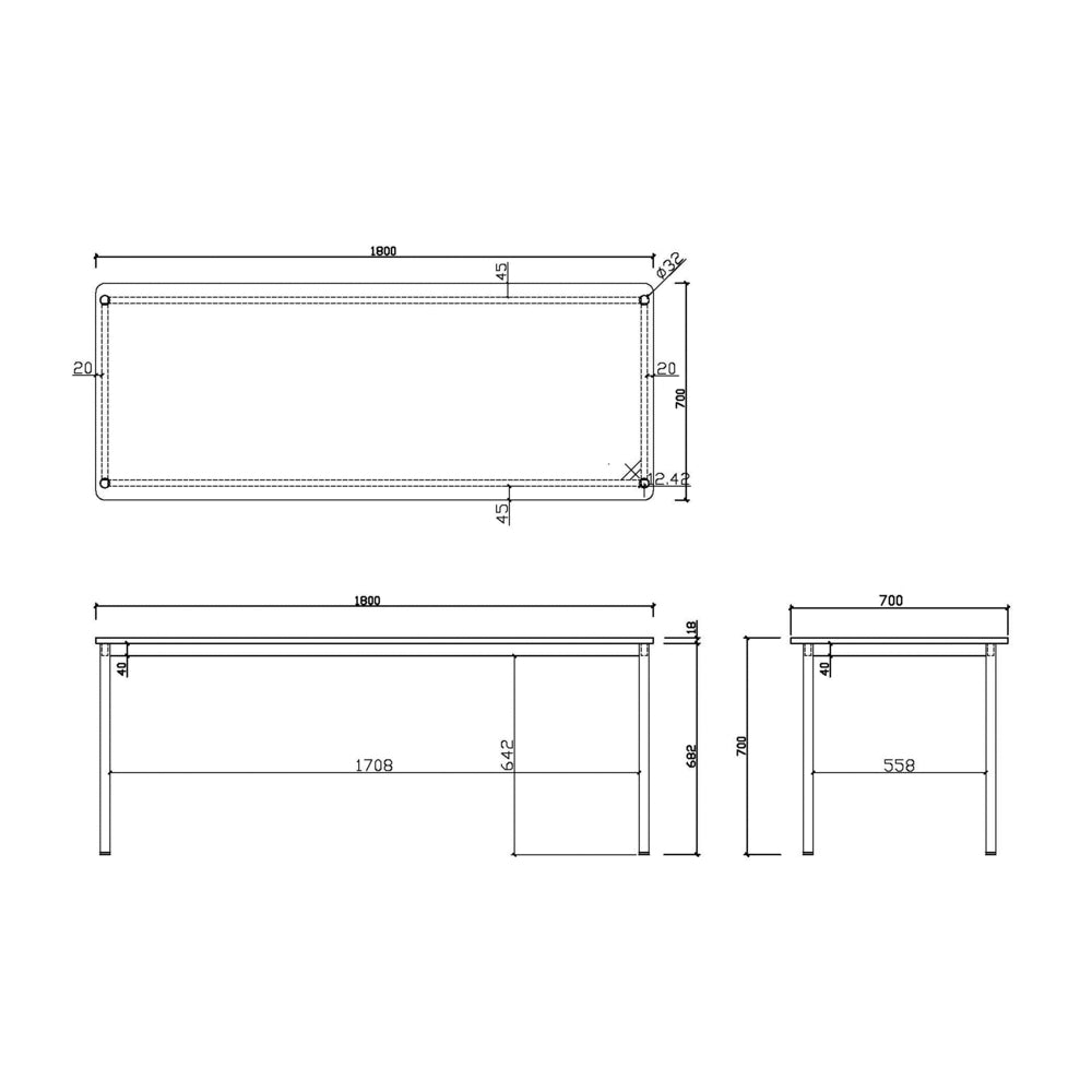 商品サイズ　テーブル　幅1800mm　長方形