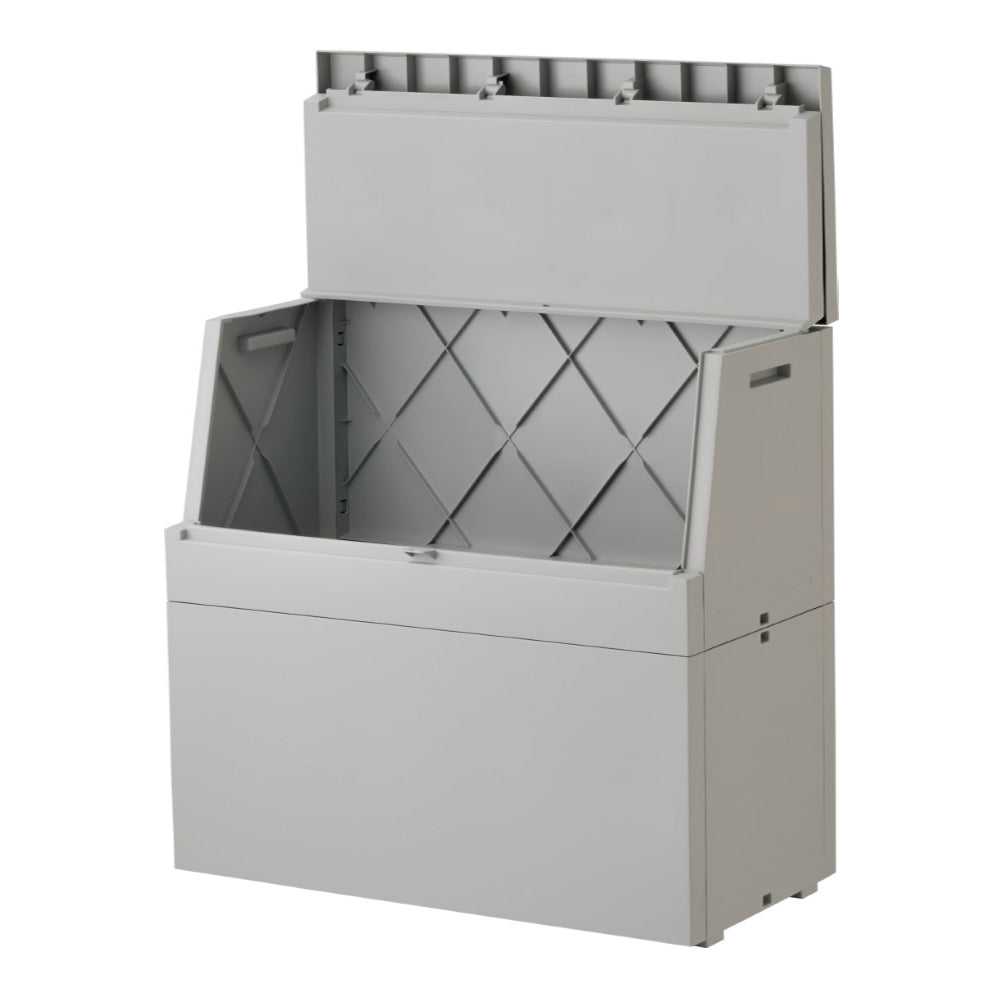 蓋開き　収納ボックス　ライトグレー