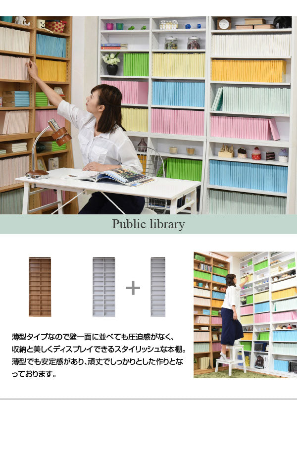 大きめの本やコレクションも収納しやすい深型下段の文庫本ラック