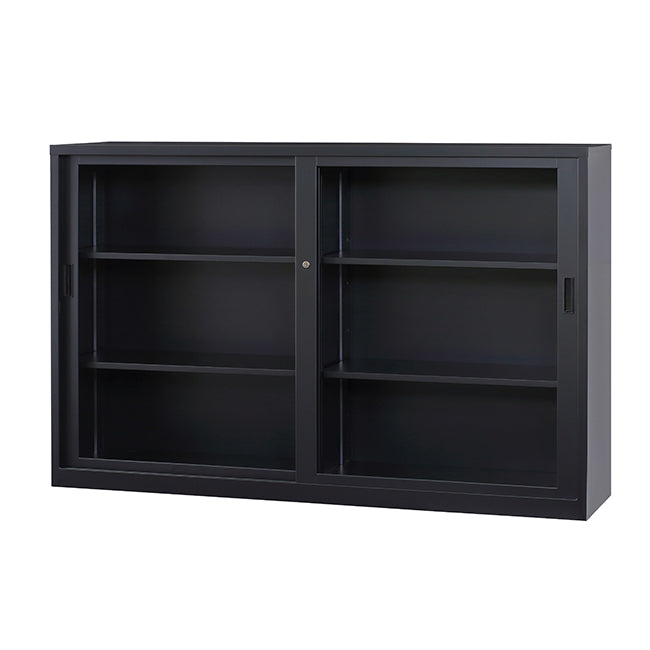 搬入設置無料 ガラス引戸書庫 下置き 引き違い書庫 オフィス 国産 備品庫 キャビネット 保管庫 スチール書庫 A4シリーズ 幅1760×奥行400×高さ1120mm A4-64G 送料無料 国産完成品ガラス引戸書庫 2段 鍵付き 上置き